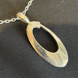 Silver-tone Oval Loop Necklace